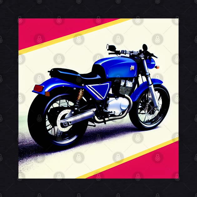 Vintage Classic Blue Motorcycle Poster by BAYFAIRE